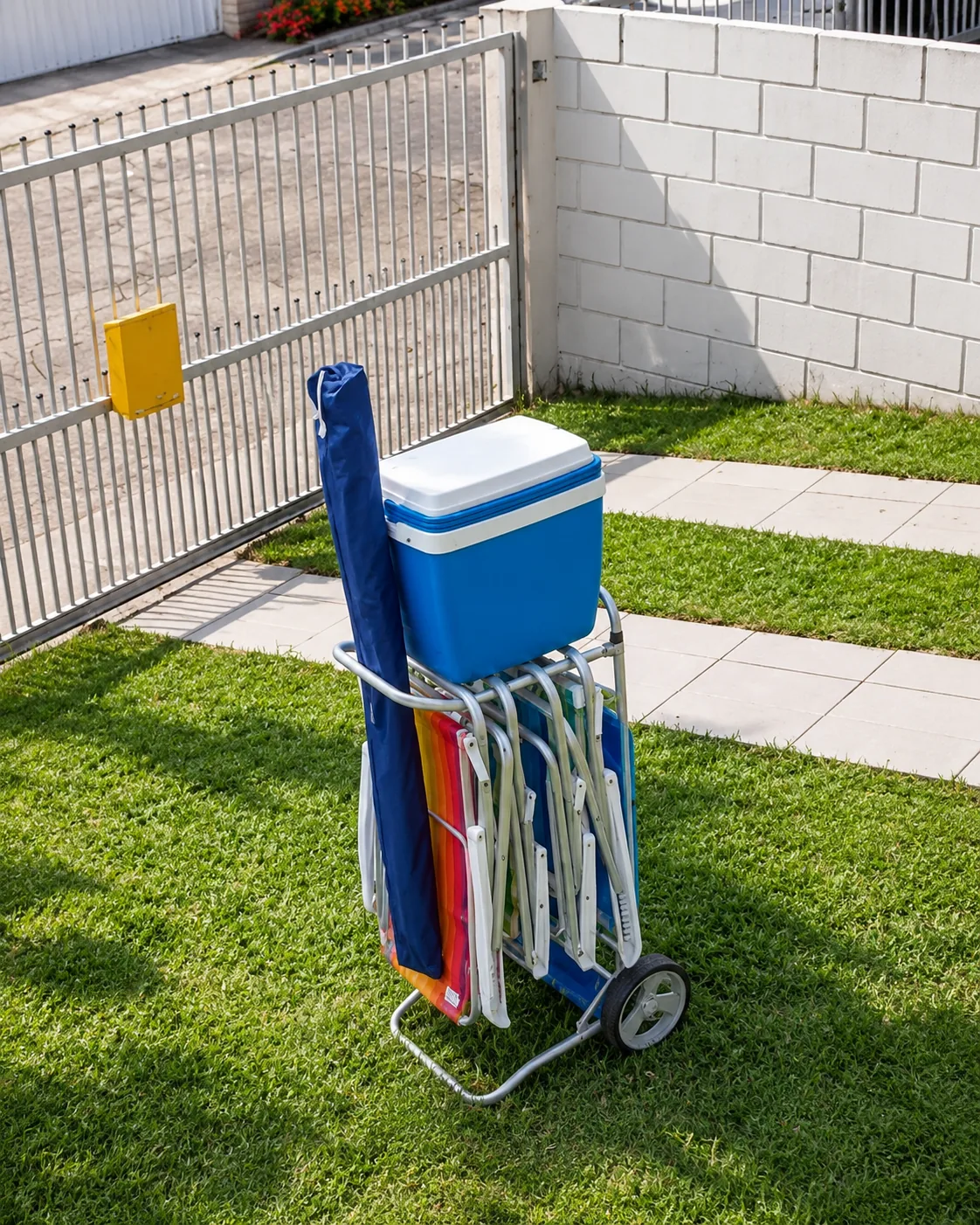 Kit de praia: carrinho, caixa térmica e cadeiras